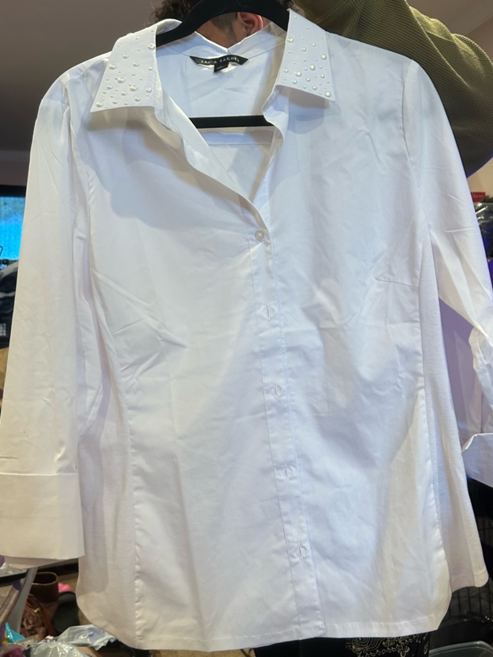 Zac & Rachel White Pearl-Collar Button Shirt